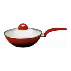 Frigideira Wok 28cm Ceramic Vermelha Com Cabo
